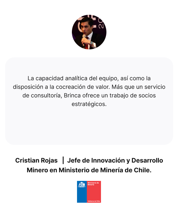 Cristian Rojas   |  Jefe de Innovación y Desarrollo Minero en Ministerio de Minería de Chile.